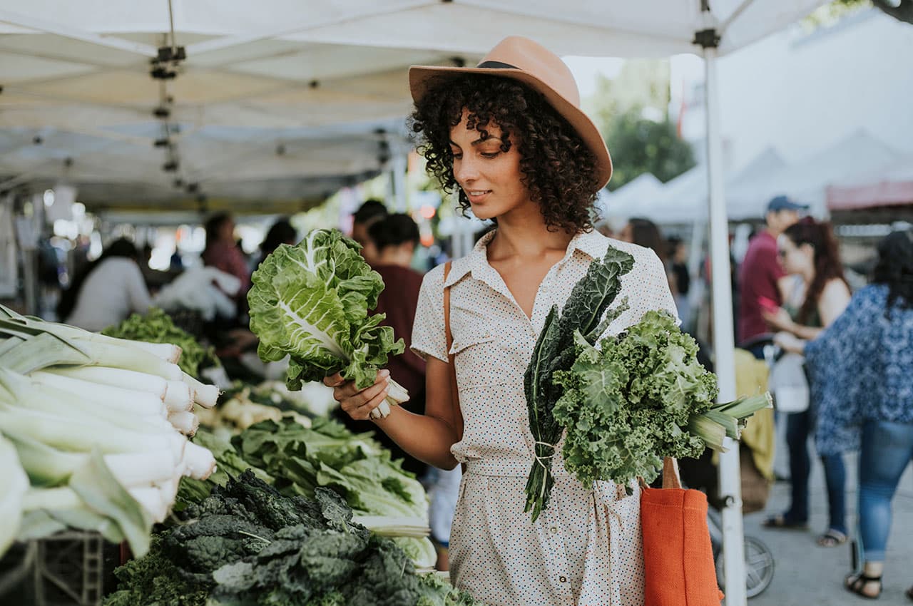 Young woman on market