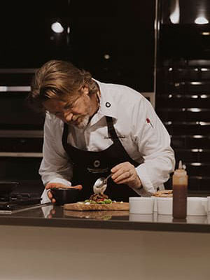 Chef preparing dish