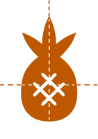 An icon of a pineapple with cutting lines horizontal and vertical