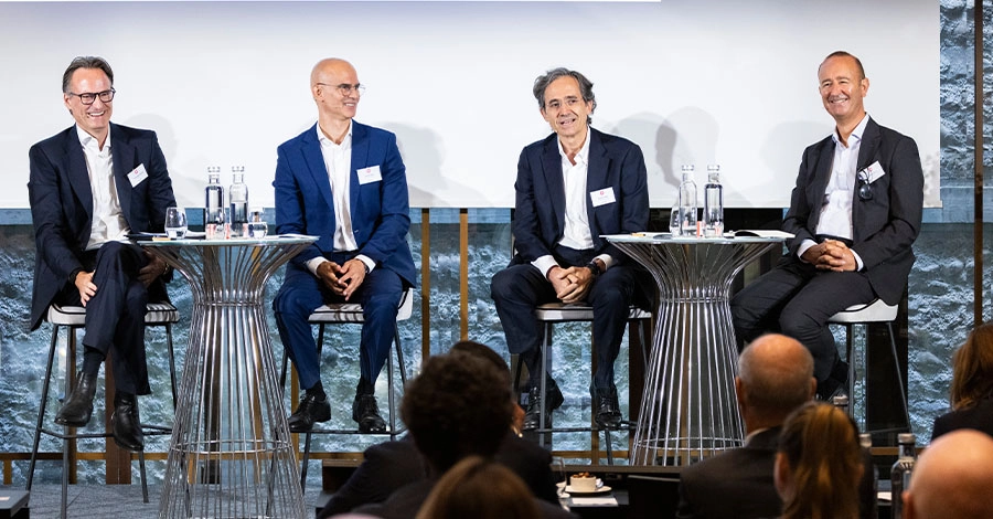 Christian Stammkoetter, Antoine Khalil, Maurizio Volpi, and Stewart Harris during the panel discussion at the Givaudan 2026 Summer Investor Conference