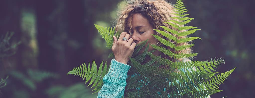 Woman with fern