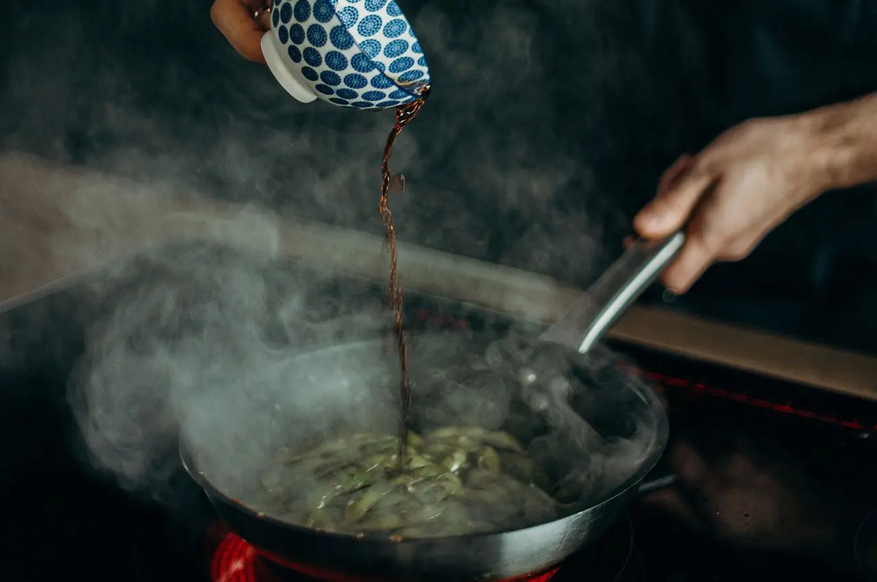 Adding soy to a dish