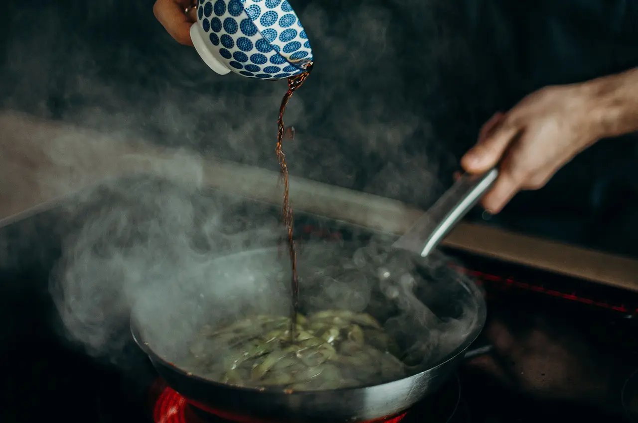 Adding soy to a dish