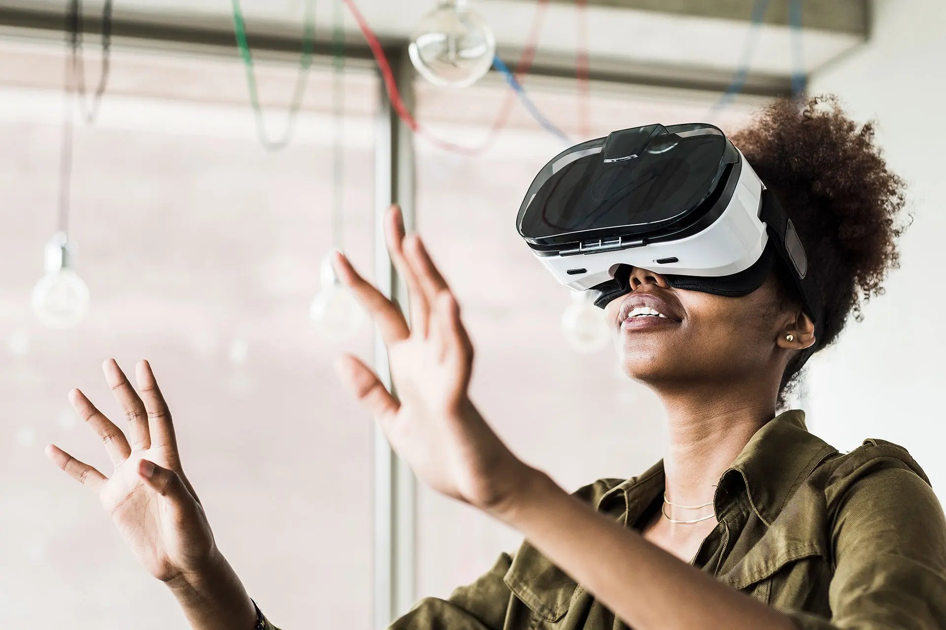 Woman with VR glasses