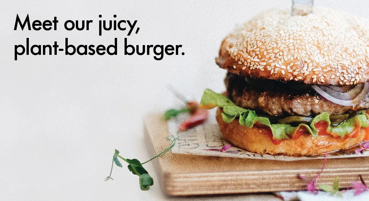Meet our juice, plant-based burger