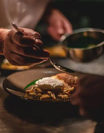 Decorating food on a plate