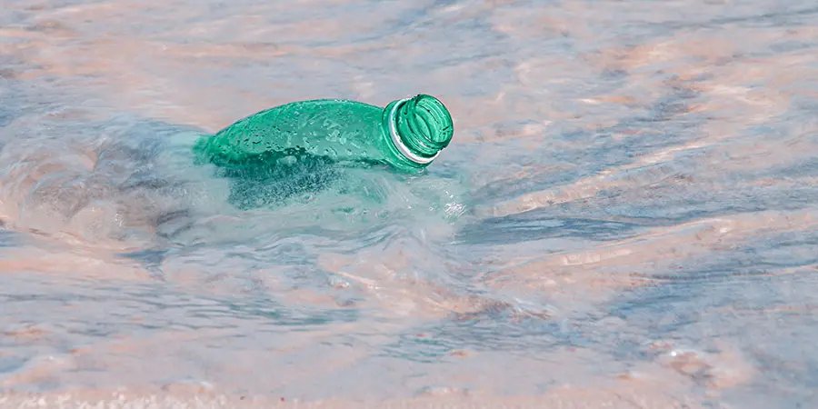 Plastic bottle in the ocean