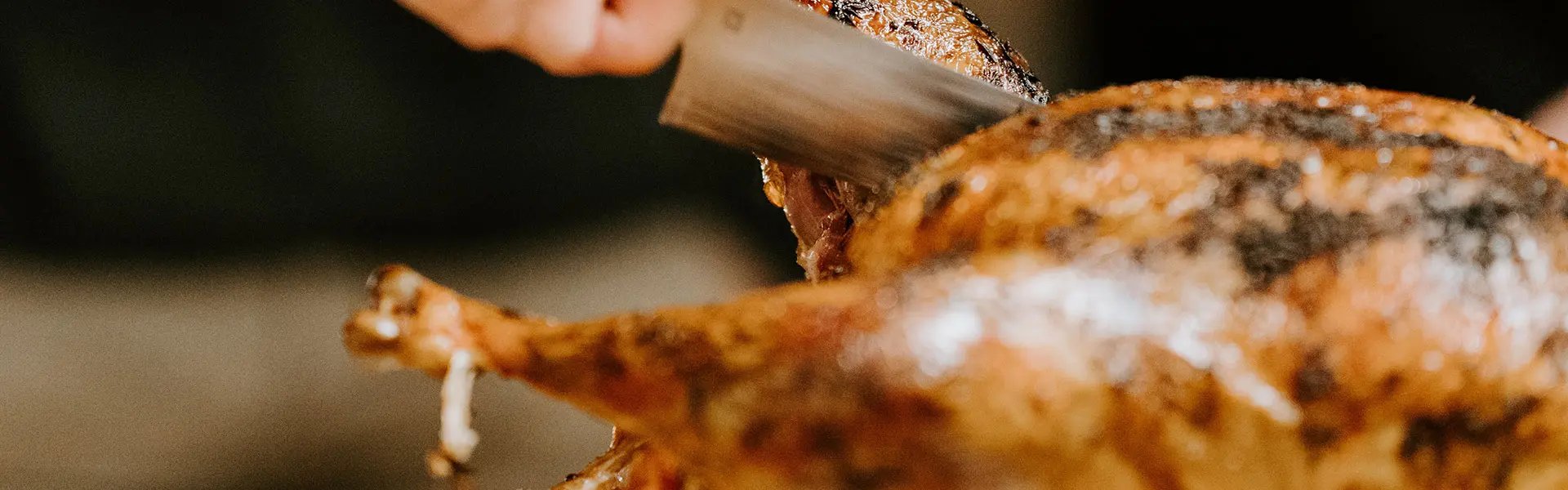 Cutting fried chicken