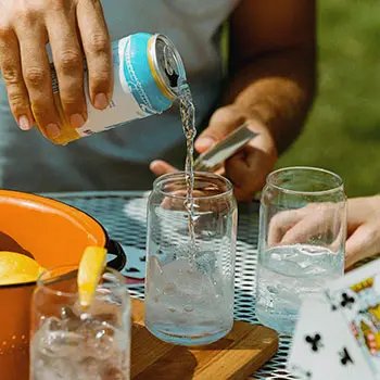 Pouring flavoured sparkling water