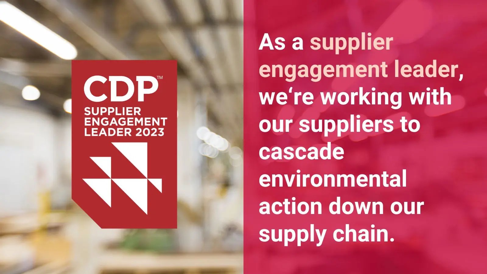 As a supplier engagement leader, we're working with our suppliers to cascade environmental action down our supply chain