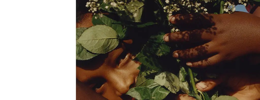Child with leaves