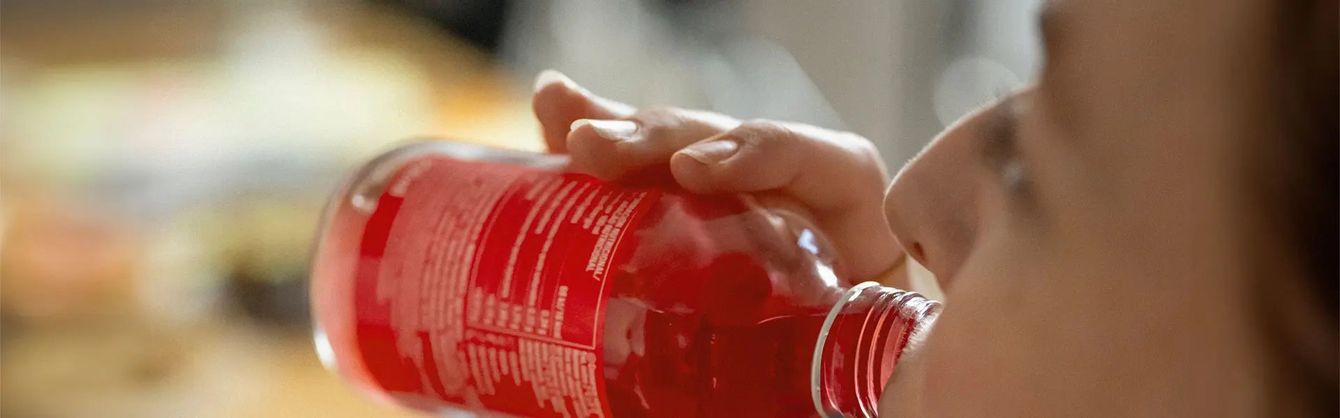 Person drinking flavoured water