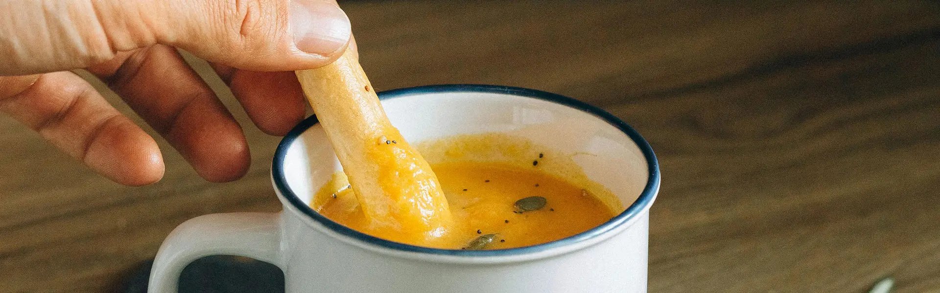 Pumpkin soup with breadstick