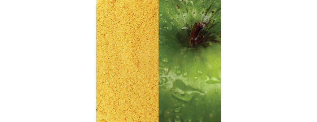 Combined image from apple powder and apple