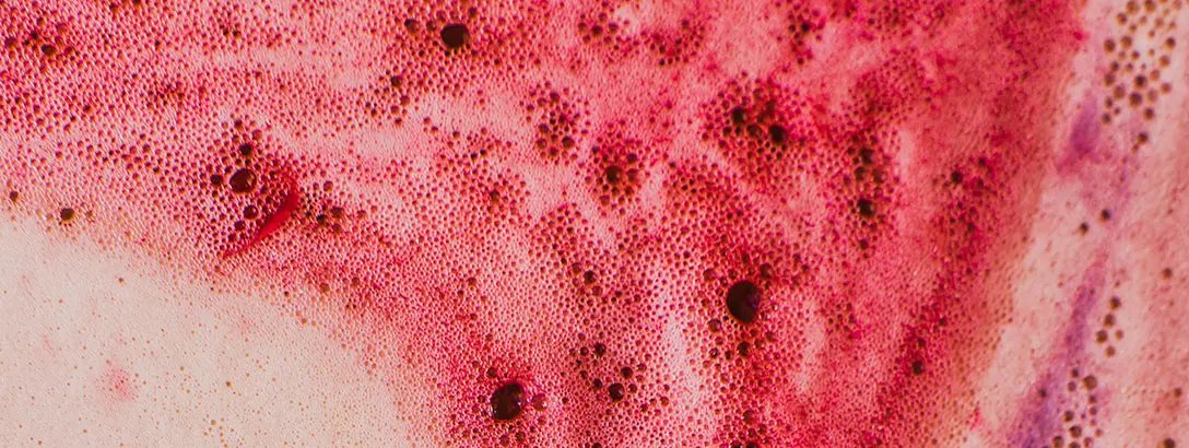 Abstract of a red swirl of bubbles