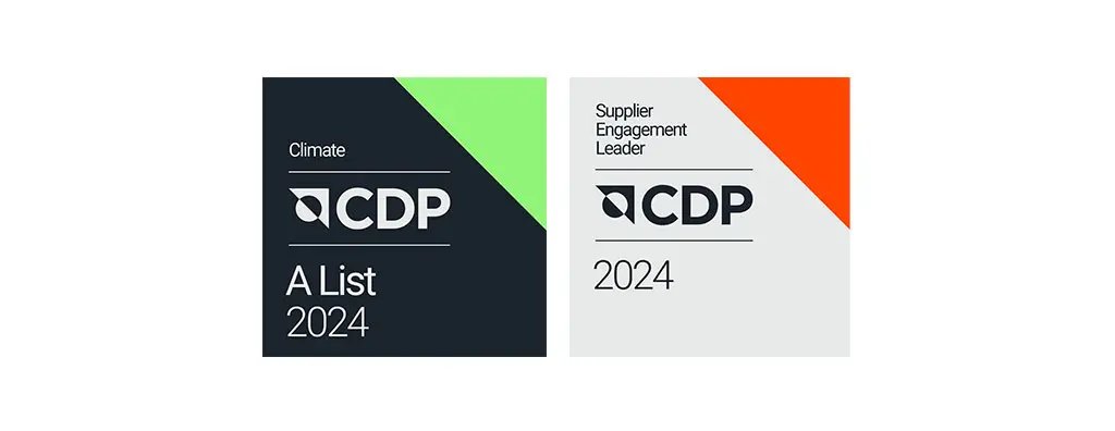 Two logos of the CDP scores in 2024, Climate Action A List and Supplier Engagement Leadership