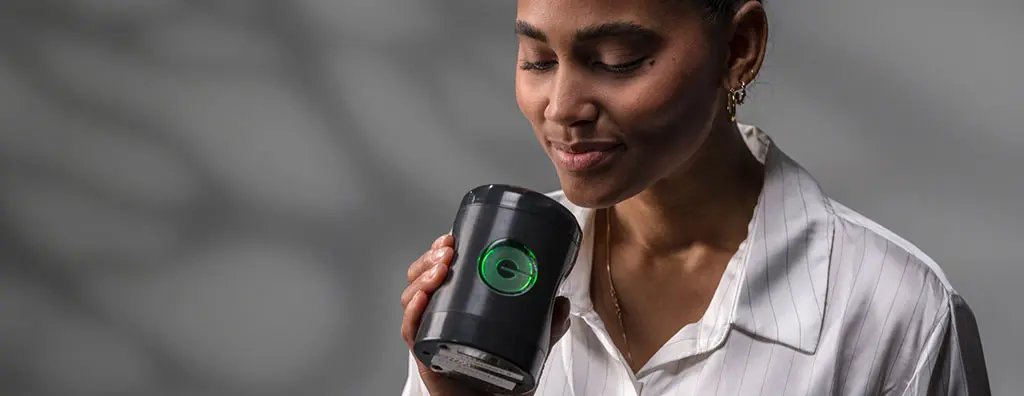 A woman using our Myromi tool