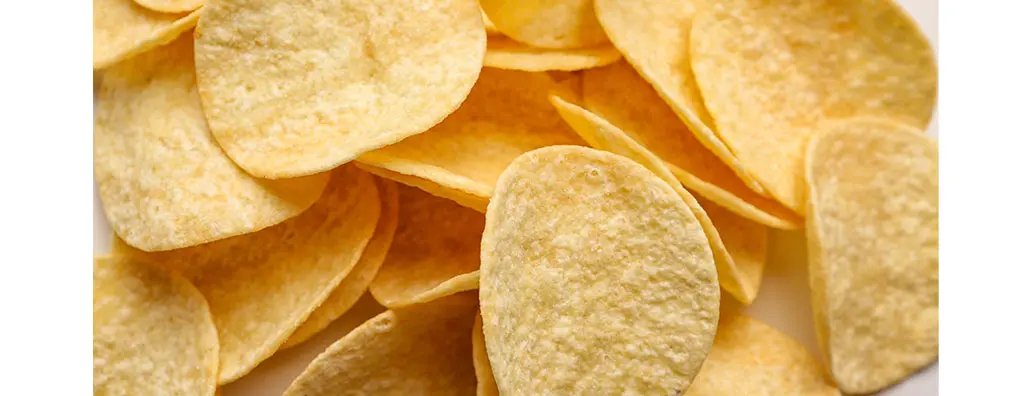 Product shot of a bunch of crisps