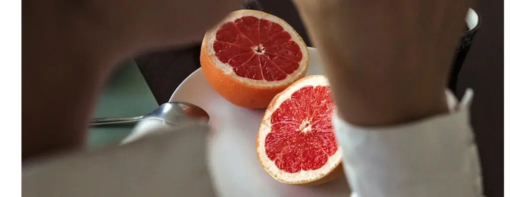 Two halves of a blood orange