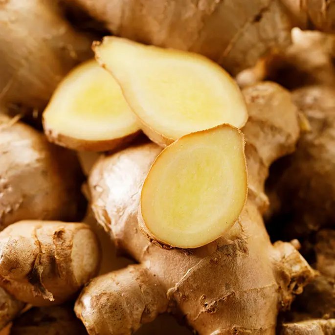 Close up of ginger and sliced ginger