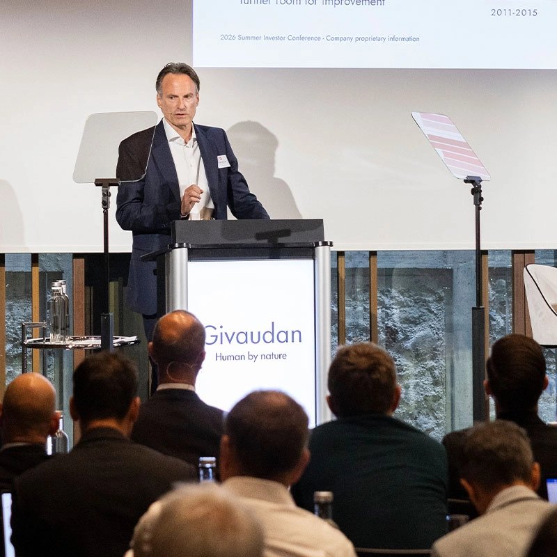 Christian Stammkoetter speaking at the Givaudan 2026 Summer Investor Conference